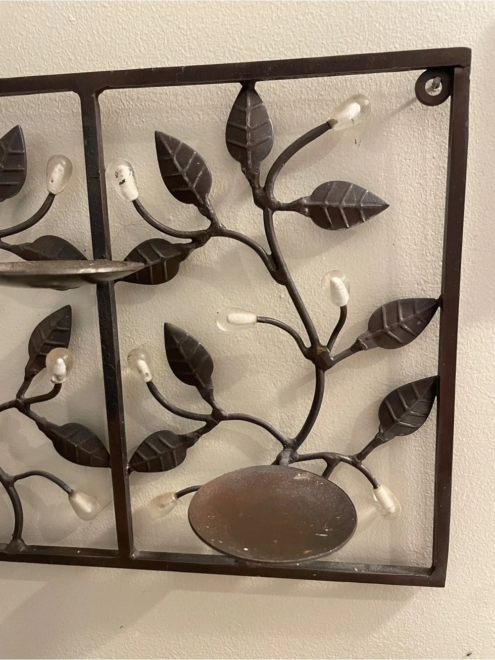 Dark Bronze Leaf Wall Candle or Jewelry Shelf